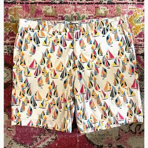 Club Room Sailboat Print Stretch Cotton Shorts, Size 38" Waist (9″ Inseam)